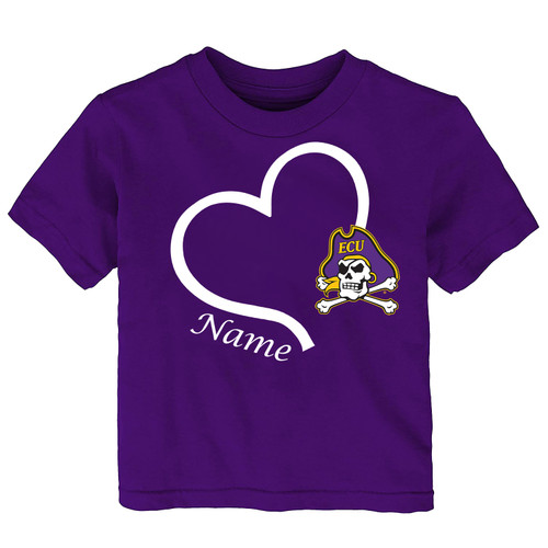 East Carolina ECU Pirates Officially Licensed Love Heart Baby/Toddler T-Shirt - Personalized