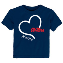 Mississippi Ole Miss Rebels Officially Licensed Personalized Love Heart Baby/Toddler T-Shirt