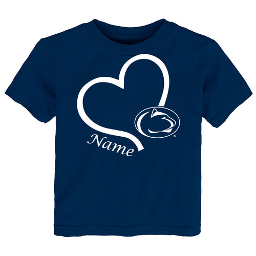 Penn State Nittany Lions Officially Licensed Love Heart Personalized Baby/Toddler T-Shirt