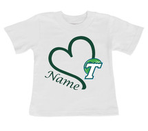 Tulane Green Wave Personalized Heart Baby/Toddler T-Shirt