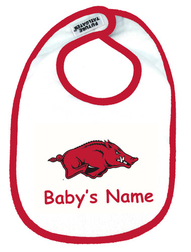 Arkansas Razorbacks Personalized 2 Ply Baby Bib