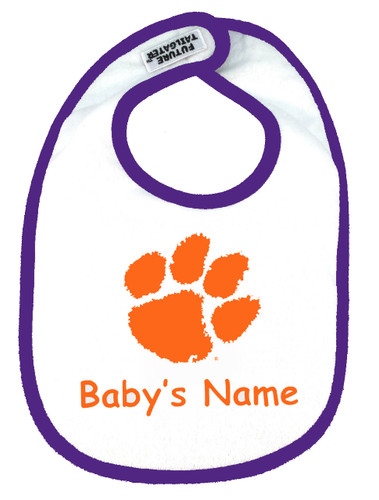 Clemson Tigers Personalized 2 Ply Baby Bib