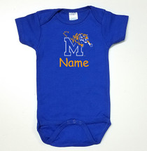 Memphis Tigers Personalized Team Color Baby Onesie