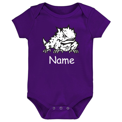 Texas Christian TCU Horned Frogs Personalized Team Color Baby Onesie