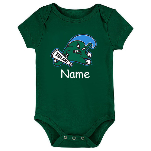 Tulane Green Wave Personalized Team Color Baby Onesie