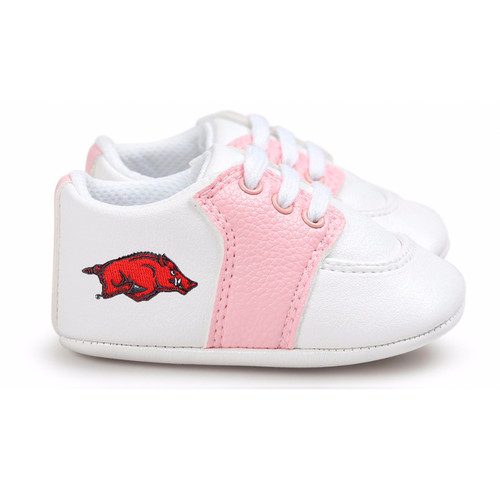 Arkansas Razorbacks Pre-Walker Baby Shoes - Pink Trim