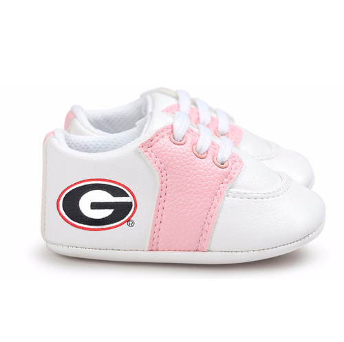 Georgia Bulldogs Pre-Walker Baby Shoes - Pink Trim