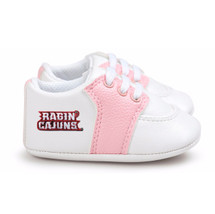 Louisiana Ragin Cajuns Pre-Walker Baby Shoes - Pink Trim