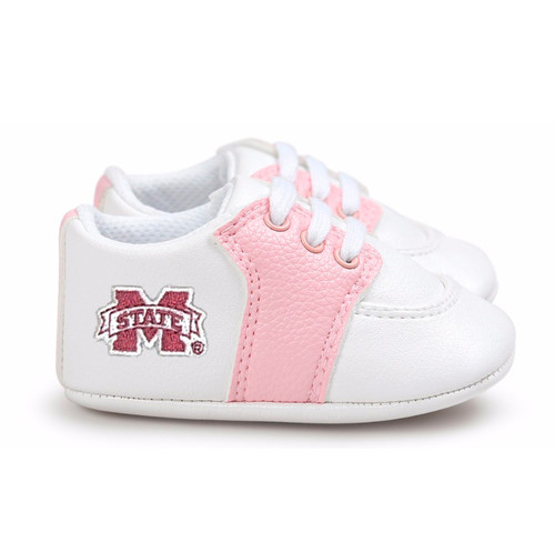 Mississippi State Bulldogs Pre-Walker Baby Shoes - Pink Trim