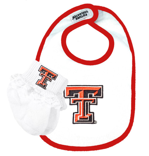 Texas Tech Red Raiders Baby Bib and Socks with Lace Set