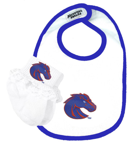 Boise State Broncos Baby Bib and Socks with Lace Set