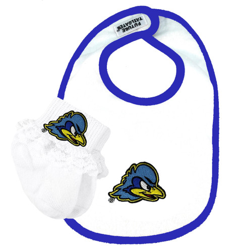 Delaware Blue Hens Baby Bib and Socks with Lace Set