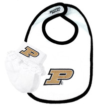 Purdue Boilermakers Bib and Socks with Lace Baby Set