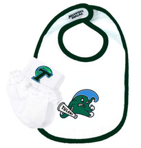 Tulane Green Wave Bib and Socks with Lace Baby Set