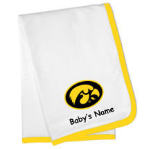 Iowa Hawkeyes Officially Licensed Personalized Baby Blanket - Gold Trim 