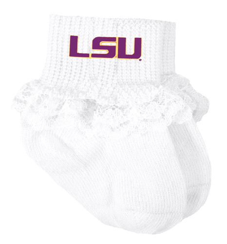 LSU Tigers Baby Laced Sock Booties
