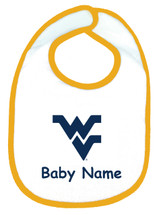 West Virginia Mountaineers Personalized Baby Bib - Gold Trim