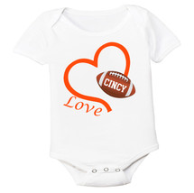 Cincinnati Loves Football Heart Baby Bodysuit