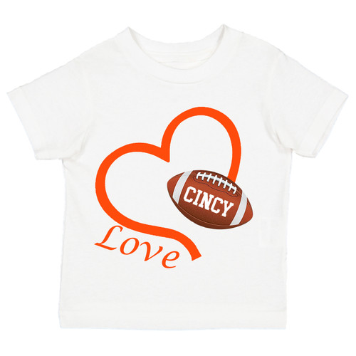 Cincinnati Loves Football Heart Baby/Toddler T-Shirt