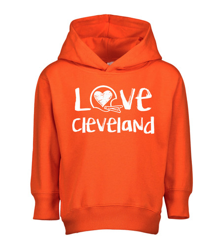 Cleveland Loves Football Chalk Art Toddler Hoodie with Side Pockets -ORA