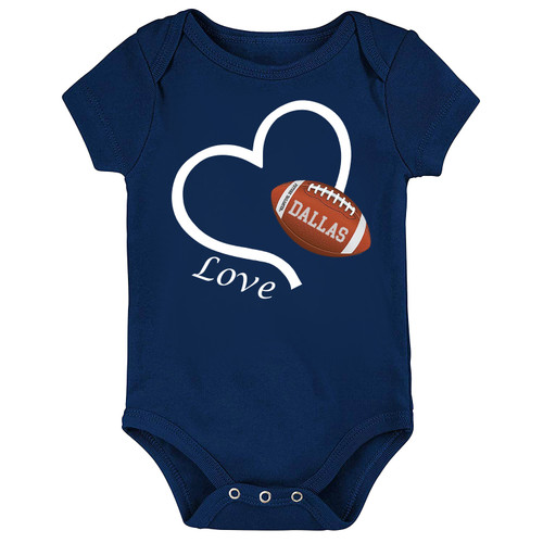Football Love Heart Baby Bodysuit for Dallas Fans