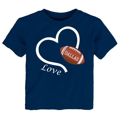 Football Love Heart Youth T-Shirt for Dallas Fans