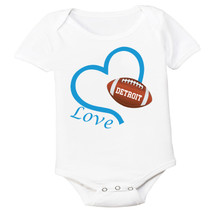 Detroit Loves Football Heart Baby Bodysuit