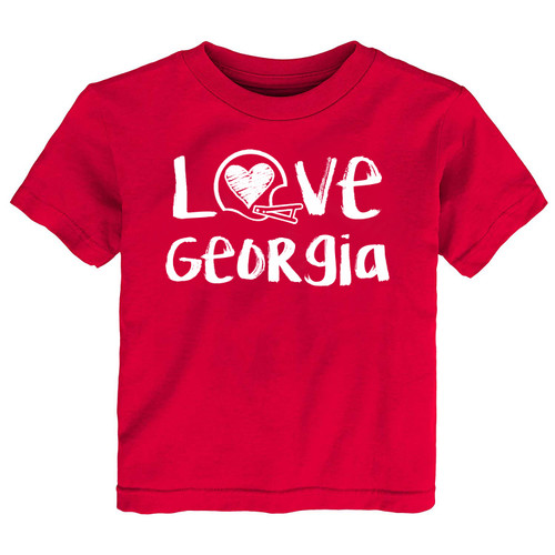 Georgia Loves Football Chalk Art Baby/Toddler T-Shirt -RED
