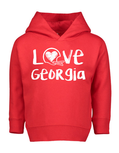 Georgia Loves Football Chalk Art Toddler Hoodie with Side Pockets -RED