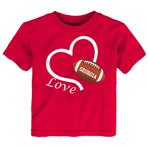 Football Love Heart Baby/Toddler T-Shirt for Georgia Fans

