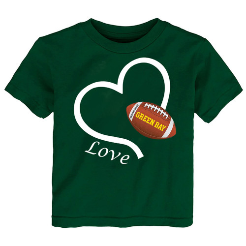 Football Love Heart Baby/Toddler T-Shirt for Green Bay Fans