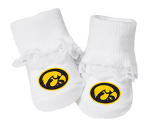 Iowa Hawkeyes Baby Toe Booties with Lace