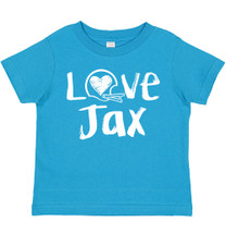 Jacksonville Loves Football Chalk Art Baby/Toddler T-Shirt -BLUE