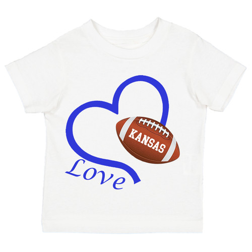 Kansas Loves Football Heart Baby/Toddler T-Shirt