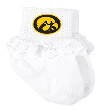 Iowa Hawkeyes Baby Sock Booties with Lace