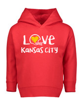 Kansas City Loves Football Chalk Art Toddler Hoodie with Side Pockets -RED