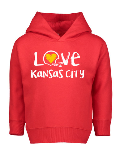 Kansas City Loves Football Chalk Art Toddler Hoodie with Side Pockets -RED