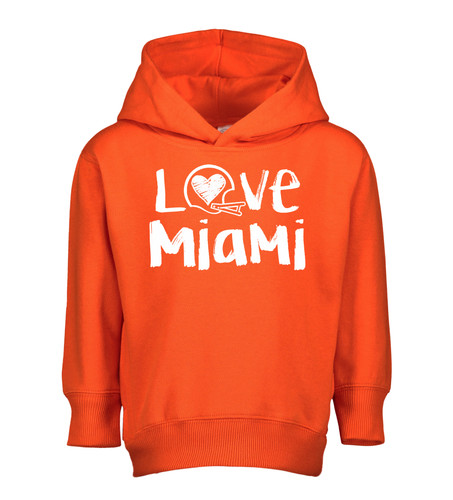 Miami Loves Football Chalk Art Toddler Hoodie with Side Pockets -ORA