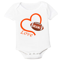 Miami Loves Football Heart Baby Bodysuit