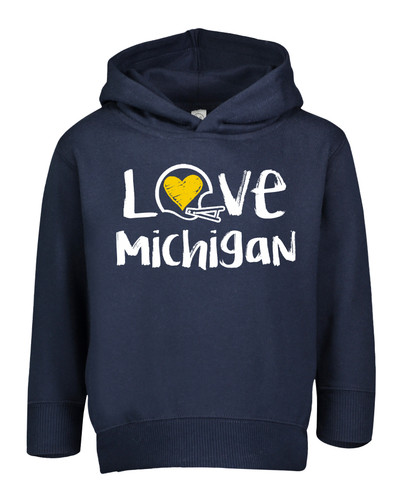 Michigan Loves Football Chalk Art Toddler Hoodie with Side Pockets -NV