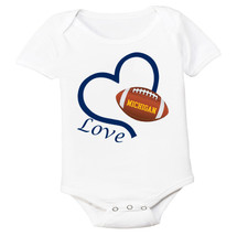 Michigan Loves Football Heart Baby Bodysuit