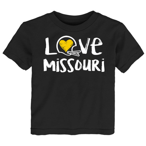 Missouri Loves Football Chalk Art Baby/Toddler T-Shirt -BLK