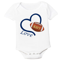 Navy Loves Football Heart Baby Bodysuit