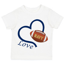 Navy Loves Football Heart Youth T-Shirt