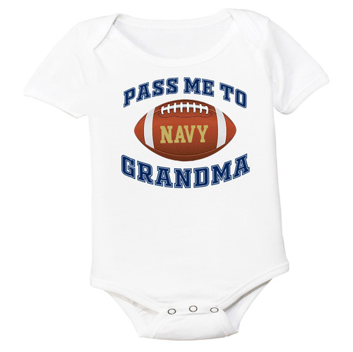 Navy Football Pass Me to GrandMa Baby Bodysuit