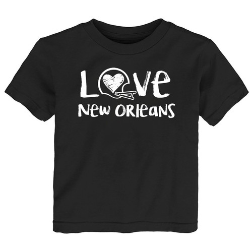 New Orleans Loves Football Chalk Art Baby/Toddler T-Shirt -BLK