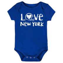 New York Blue Loves Football Chalk Art Baby Bodysuit -ROY