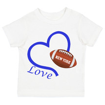 New York Blue Loves Football Heart Youth T-Shirt