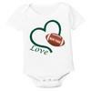 New York Green Loves Football Heart Baby Bodysuit
