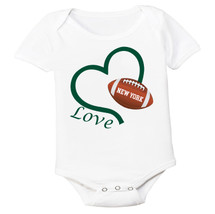 New York Green Loves Football Heart Baby Bodysuit